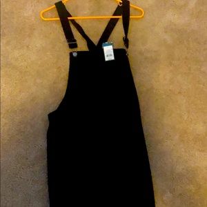 Block solid suede overall skirt
